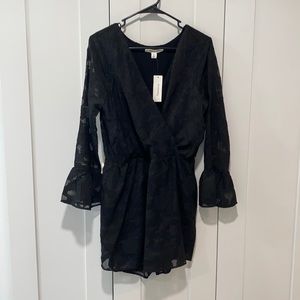 Black long sleeve Lacey Romper